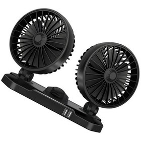 Resim Çift Başlı Araç Fanı Döndürülebilir Hava Soğutma Fanı Arabalar İçin Kamyonlar İçin Düşük Gürültü Ayarlanabilir Açı Yaz Konforu İçin Kompakt Tasarım 