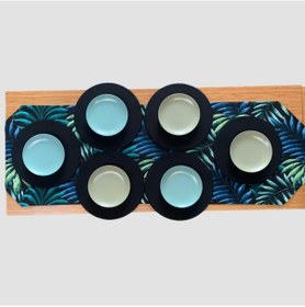 Resim Uretti - Nebile 2034 - El Yapımı Siyah Runner - 6'lı Supla Amerikan Servisi Takım Siyah 