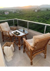 Resim Dekorzade Balkon Bahçe Teras Mutfak Masa Takımı Oturma Grubu Balkon Takımı Balkon Mobilyası Bahçe Mobilyası Kahverengi 