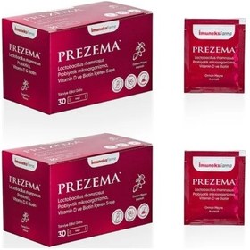 Resim İmuneks Farma Prezema™ Lactobacillus rhamnosus Probiyotik mikroorganizma, Vitamin D, ve Biotin İçeren Takviye Edici Gıda 30 Saşe x 2 Adet 