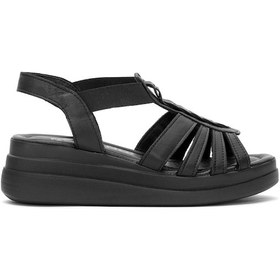 Resim Venüs 2409912y Kadın Hakiki Deri Dolgu Topuk Sandalet Siyah Siyah 