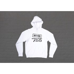 Resim Veglobe Warning Baskılı Hoodie 
