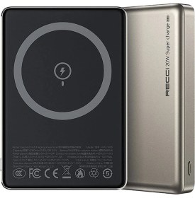 Resim Recci Hızlı Şarj Özellikli Magsafe Powerbank Recci RPB-W26 Armor Serisi Ultra Ince PD20W 15W 10000MAH Gold 