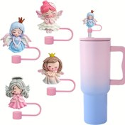 Resim 4 adet Sevimli Melek Kızlar Silikon Pipet Uçları | 1.02cm Çapında Toz Geçirmez & Yeniden Kullanılabilir Kapaklar, Pembe Kalpler ve Renkli Taçlarla Dekoratif Çiçek Deseni | Tatil Kutlamaları & Günlük Kullanım için Mükemmel, Bayramlık Sofra Aksesuarı, Fantezi Aksesuarlar, Kolay Takılan Kapaklar, Dayanıklı Pipet Kılıfları 