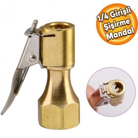Resim Lastik Şişirme Jak 1/4 Dişi Gövdeli Mandallı Mandalı Lastik Teker Top Hava Şişirme Kompresör Sibop 