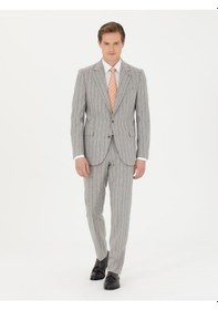 Resim Cacharel Açık Gri Slim Fit Yün Kaşmir Karışımlı Takım Elbise 