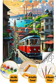 Resim Sayılarla Boyama Numaralı Tuval Seti Fırça Boya Dahil 40x50cm İstanbul 