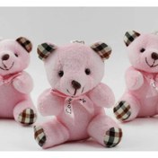 Resim Lambbos Ekose Desenli Peluş Ayıcık Anahtarlık Pembe 