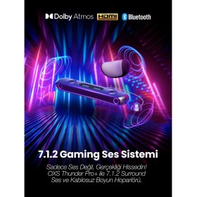 Resim Oxs Thunder Pro+ Gaming Soundbar, Kablosuz Yastık Hoparlör, 7.1.2 Dolby Atmos Hdmı Earc, 3d Ses, Güçlü Dahili Woofer, Rgb Efektleri, 3 Profesyonel Oyun Modu, 180w, Bluetooth Ve Çoklu Bağlantı 