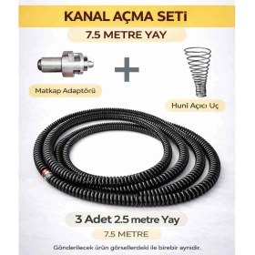 Resim Gider Açma Yayı 7,5 M 16 mm | Matkap Uyumlu Tıkanıklık Açıcı Spirali (Başlık Hediyeli) 