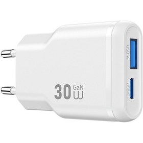 Resim Wiwu Wi-g033 Essen Slim Serisi Gan Tech Pd Hızlı Şarj Özellikli Şarj Başlığı 30w Beyaz 