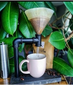 Resim evimobidesign Retro Filtre Kahve Demleme Seti & V60 Kahve Demleme & Doğal Masif Ahşap & Dripper & Dripper Standı 
