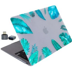 Resim Apple Uyumlu MacBook Air 13.6 M2 M3 M4 M5 Kılıf Mat İnce Lazer Baskılı Çiçek Desenli Sert Kapak Açık Yeşil 