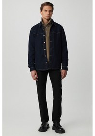 Resim Grimelange GRIMELANGE Borna Erkek Rinse Denim Rahat Geniş Kesim Ceket Görünümlü Lacivert Ceket Lacivert 