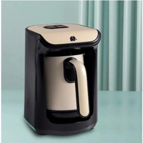 Resim Krem Renkli Kahve Makinesi, Kaliteli ve Şık Tasarım, Kullanışlı Elektronik Alet 