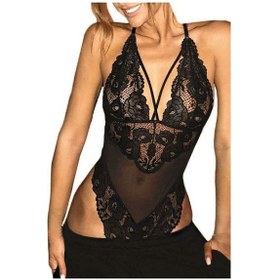 Resim Gizotti Kadın Dantel Detaylı İpli Bodysuit Siyah S/m Siyah 