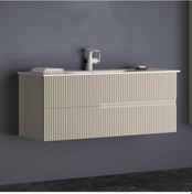 Resim Orka Moonlight 120 Cm Mat Vizon Banyo Dolabı Alt Modül Ve Lavabo Krem 