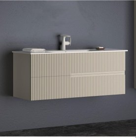 Resim Orka Moonlight 120 Cm Mat Vizon Banyo Dolabı Alt Modül Ve Lavabo Krem 