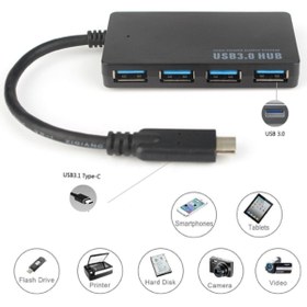 Resim Unico 4 Port Usb 3.0 Hub 5gbps Usb C Çoklayıcı Dönüştürücü 