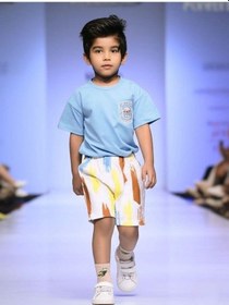 Resim Erkek Bebek Desenli Şortlu Takım-15853 Mavi 