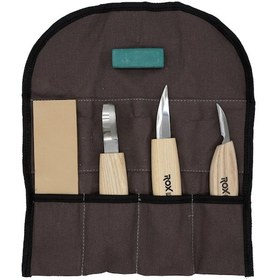 Resim Rox Wood Kuksa Kaşık Oyma ve Bıçak Seti 5 Parça 