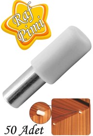 Resim GLASWEN Raf Pimi Plastik Başlı Cam Tutucu Çivisi Mobilya Dolap Pimi Beyaz (50 Adet) 