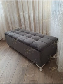 Resim Yeni Model Lüks Çizgi Kapitoneli Sandıklı Puf Bench Pembe Füme 