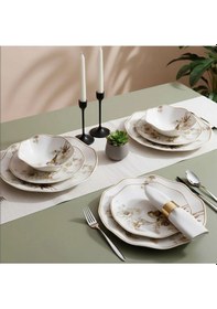 Resim Güral Porselen Nesrin 24 Parça Yemek Seti 1891 Kahverengi 