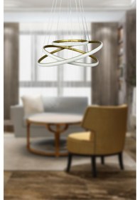 Resim Rings 3'lü Eskitme Renk Modern Tasarım - Yatak Odası-salon-çocuk Odası-mutfak Beyaz Led Sarkıt Avize Eskitme 