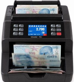 Resim Sesli Karışık Para Sayma Makinesi Mıx70+ Gri Tl - Euro Karışık Sayım Dolar Adet Sayım Müşteri Ekranı 