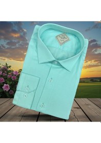 Resim Linen Keten Slim Fit 4 Mevsim Giyilebilen Pamuklu Gömlek Pastel Yeşil 
