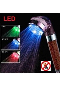 Resim Tasarruflu Boncuklu Ledli Duş Başlık-pil Veya Elektrik Gerekmez Kinetik Enerjili Çok Renkli 