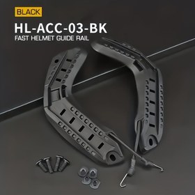 Resim FAST HLAC-C03-BK Naylon Bisiklet & Avcılık/Balıkçılık için Kask Rehber Rayı - 4 Vidalı, 2 Paftalı ve Kanca Aracı ile Ayarlanabilir Montaj Sistemi - Aksesuarlar için Güvenli Bağlantı (Siyah) 