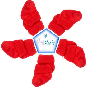 Resim Novibaby 5'li Bambu Yenidoğan Bebek Çorap I Rudy Kırmızı Kız Erkek Bebek Çorabı 