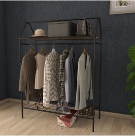 Resim Metallica Concept Home Hanger Siyah Elbise Askılığı Raflı New Design Konfeksiyon Askısı Ayaklı Askılık 