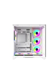 Resim Strong Dragon 7x 120 mm Fanlı ARGB Kumandalı ATX Akvaryum Beyaz Gaming Bilgisayar Kasası (Powersız) 