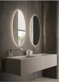 Resim eagle mirror 80x45cm Yuvarlak Dekoratif Banyo Duvar Aynası Ledli Banyo Duvar Aynası 