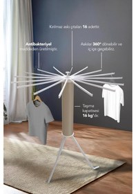 Resim House Plus Hely Açılıp Kapanabilir 360 Dönebilen Kurutmalık Askısı Bej Krt57058-4 Bej 