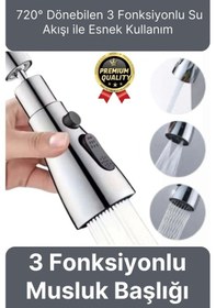 Resim Yeni Seri Kaliteli Şık 3 Fonksiyonlu 720 Derece Dönebilen Mutfak Lavabo Banyo Metalik Musluk Başlığı Çok Renkli 