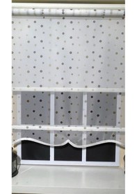 Resim Storburada Çift Mekanizmalı Puantiyeli Tül Ve Ekru Stor Perde St 043 Ekru 