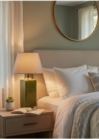 Resim Dekoratif Dikdörtgen Prizma Seramik Abajur Abj0015 