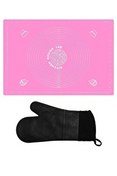 Resim Kitchen Design Lab Pembe Silikon 45x65 CM Hamur Açma Matı Ve Siyah Silikon Yanmaz Mutfak Fırın Eldiveni 