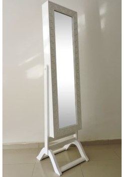 Ayna Denizi Klasik Model Krem Renk Ayaklı Boy Aynalı Takı Dolabı