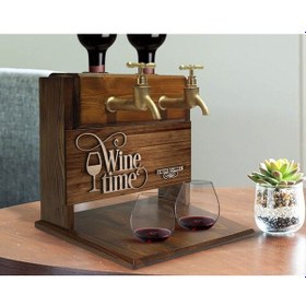 Resim Bk Gift Kişiye Özel Kabartma İsimli Çift Musluklu Doğal Ahşap Şarap Standı, İçki Standı, Doğum Günü Hediyesi, Ev Hediyesi, Erkek Hediye-7 