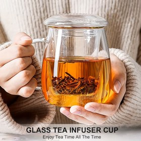 Resim 1 Takım Demlikli ve Kapaklı Cam Çay Bardağı, Yüksek Borosilikat Camdan Gevşek & Açılır ÇAY için – Şık Tekrar Kullanılabilir Mug Tutucu - Harika Tatil Hediyesi 