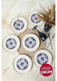 Resim Keramika Wave Flow Nordic Pasta Tabağı 22 Cm 6 Adet 22748 Çok Renkli 