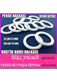 Resim Perde Halkası-Rustik Perde Halkası-Beyaz Plastik Halka-Plastik Ha 