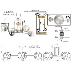 Resim Lucea Foma 4'lü Altın Plafonyer 4xe27 Diğer 
