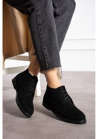 Resim Albishoes Kadın Kaymaz Taban Siyah Süet Kumaş Haşpapi Kadın Bot Siyah 