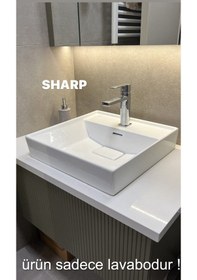 Resim Turkuaz Seramik Cerastyle Sharp 48 x 48 CM Etajerli Lavabo 